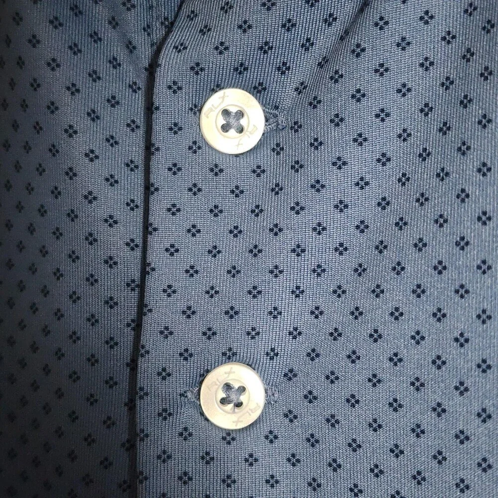 RLX Ralph Lauren Polo Shirt Mens 2XL Blue Geometric Wicking Golf Performance